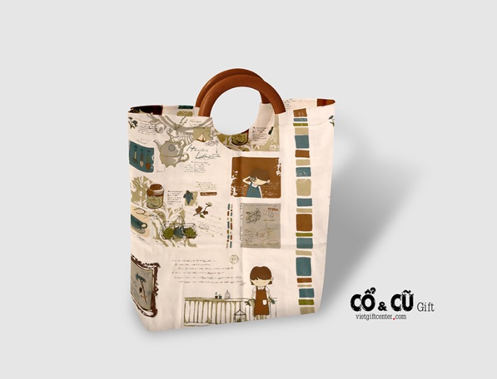 túi vải canvas quai gỗ handmade