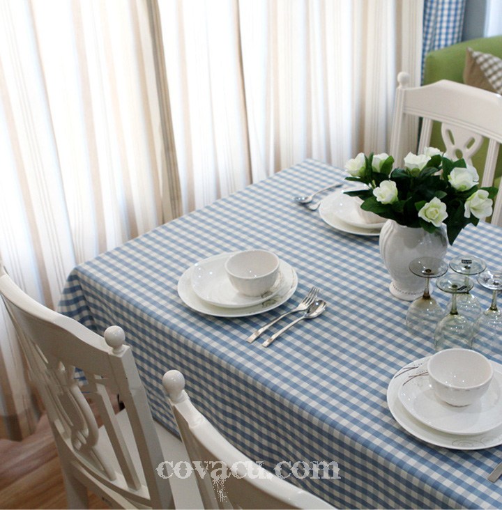 Vải Canvas caro xanh da trời