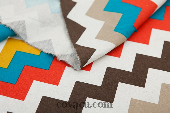 Vải Canvas ziczac Geo retro sặc sỡ với gam màu sống động