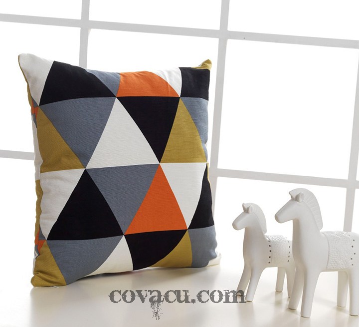 Vải canvas họa tiết khối tam giác