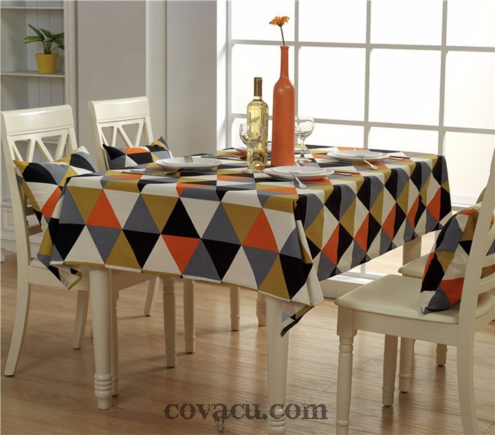 Vải canvas họa tiết khối tam giác