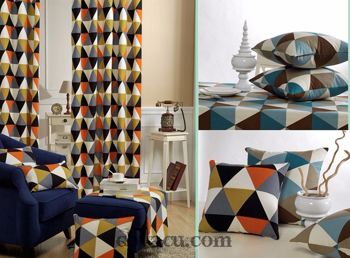 Vải canvas họa tiết khối tam giác