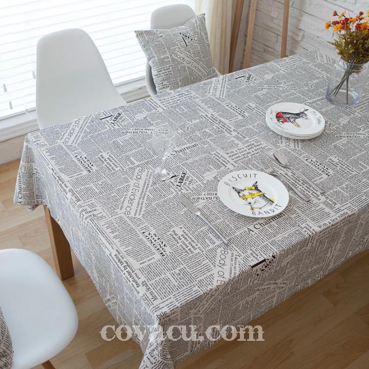 vải vintage canvas họa tiết tờ báo