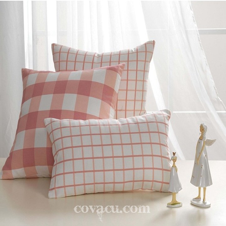 Vải canvas caro Hồng pastel xinh xắn