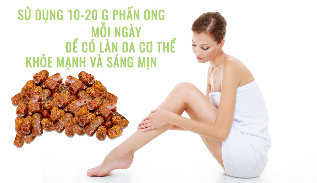 ăn phấn ong là cách chăm sóc da body trắng mịn