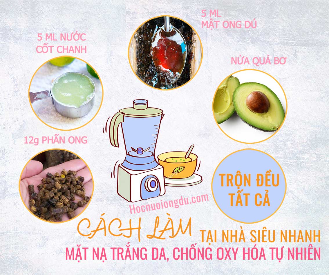 cách làm mặt nạ trắng da mặt tại nhà nhanh nhất bằng phấn ong