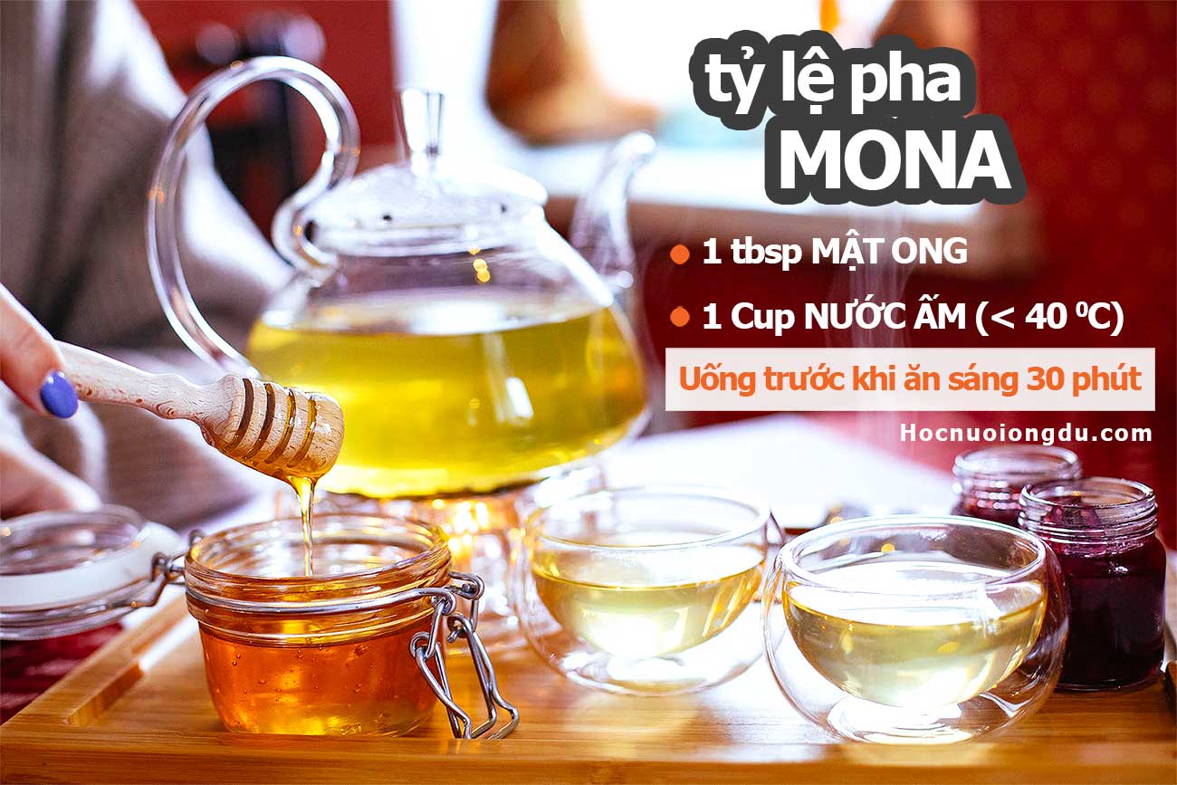 cách pha mật ong với nước ấm giảm cân mona