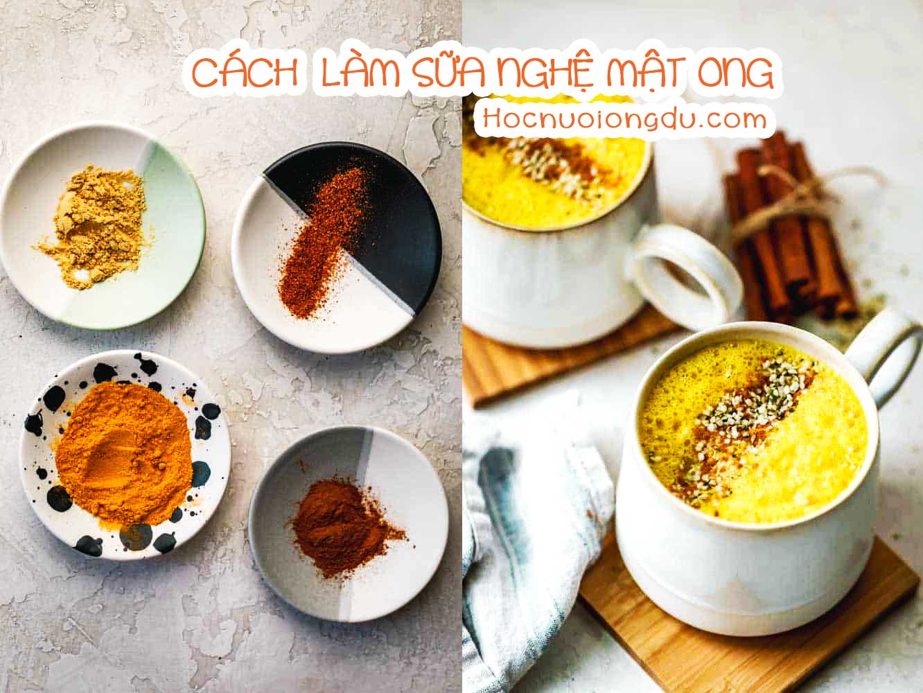 cách pha sữa nghệ mật ong