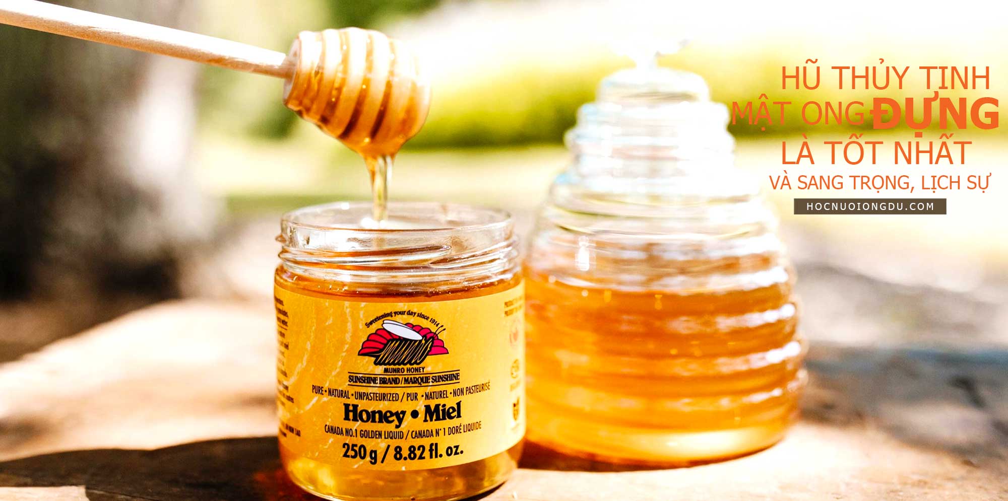 hũ đựng mật ong bằng thủy tinh là cách bảo quản tốt nhất