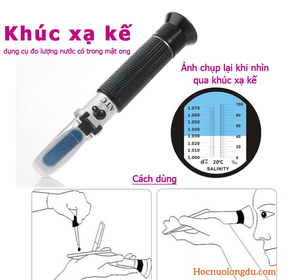 dụng cụ khúc xạ kế đo hàm lượng nước trong mật ong và cách dùng