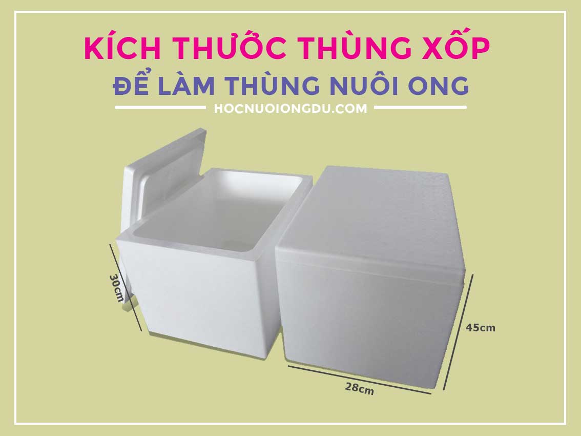 Kích thước thùng nuôi ong mật bằng xốp