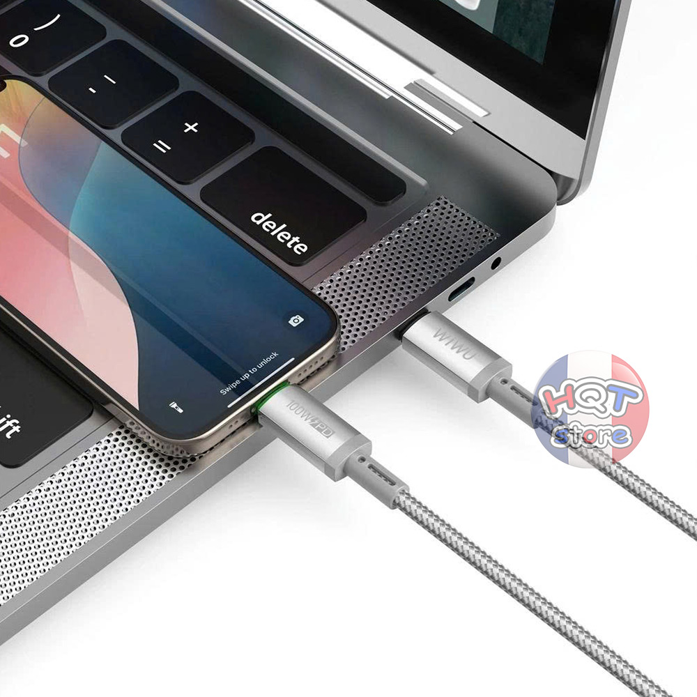 Cáp sạc nhanh 100W C to C WiWU Maglink Wi-C084 dây nam châm tự hít