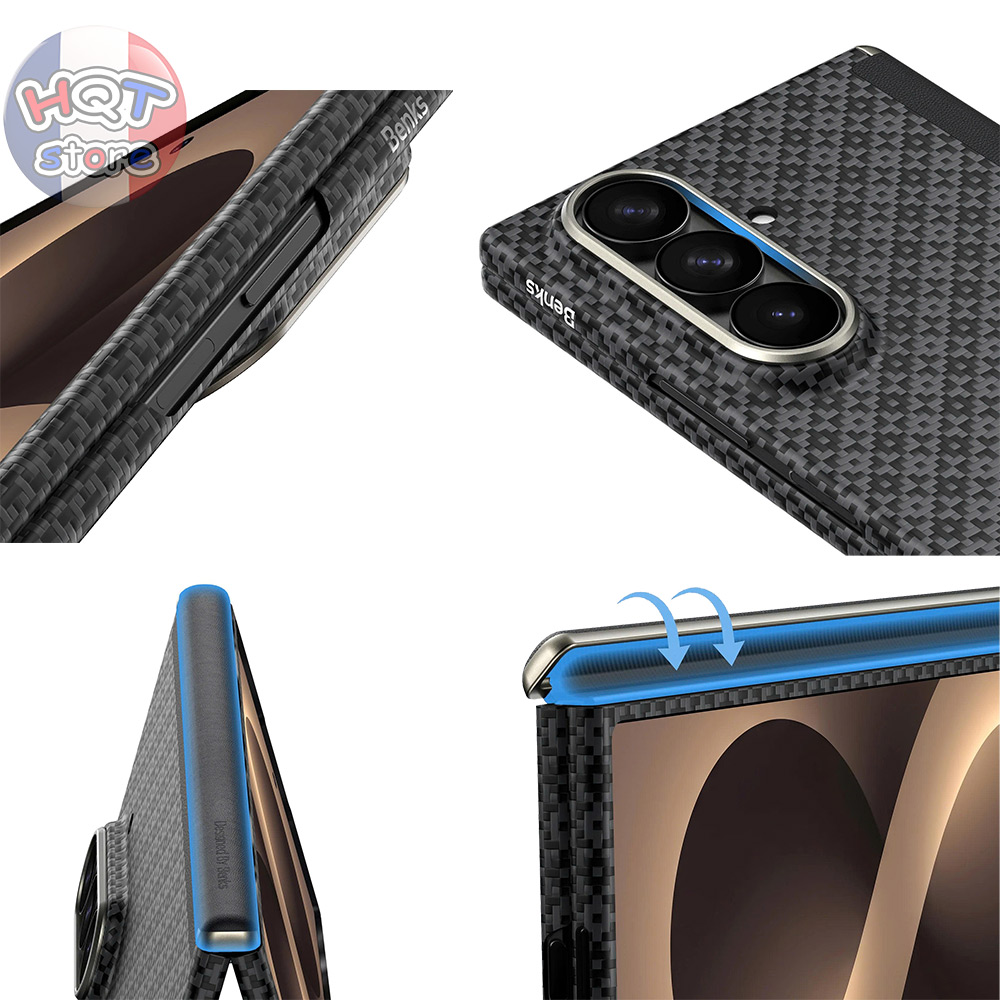 Combo kính ốp carbon ArmorGrid Air Hinge Case cho Z Fold 8 Ultra