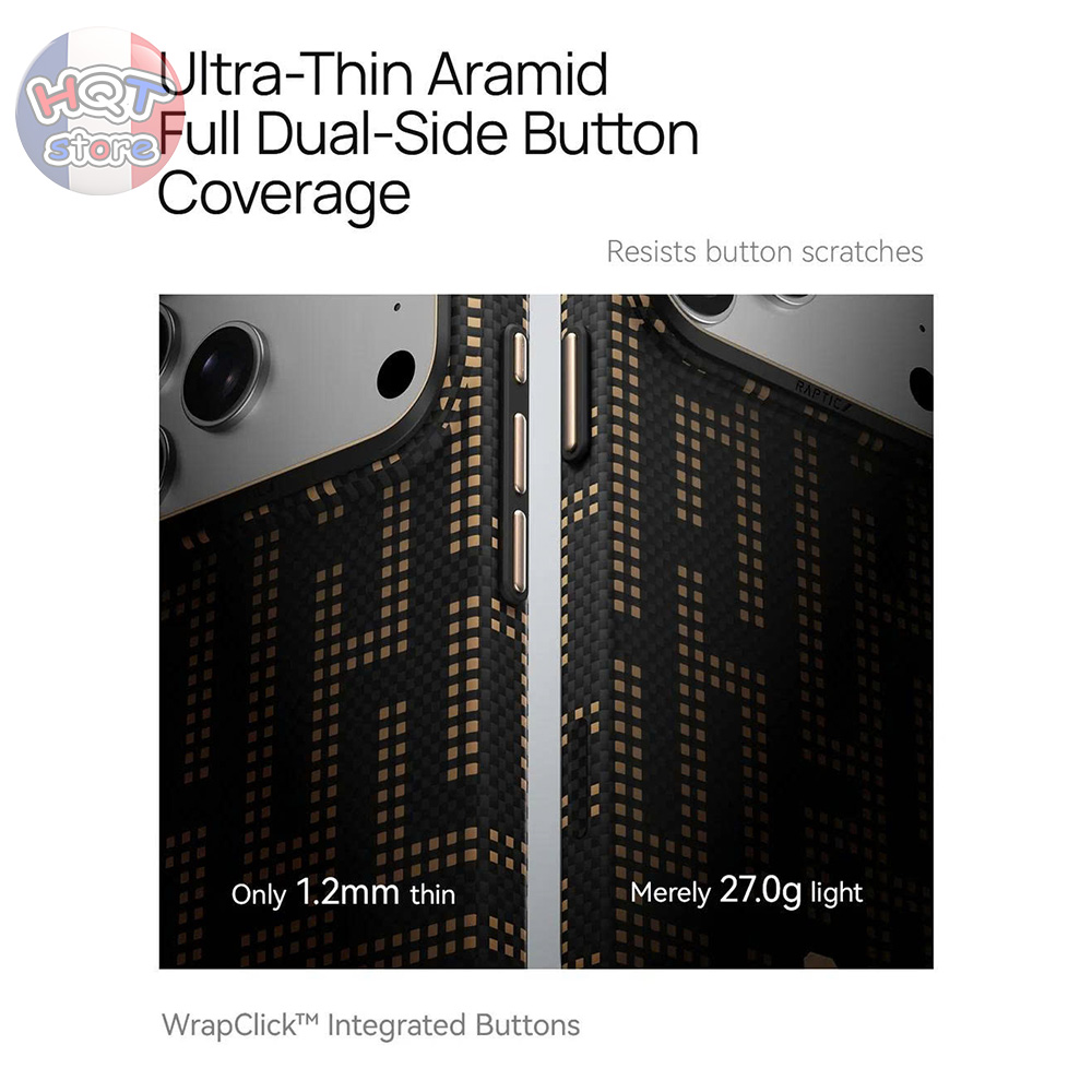 Ốp lưng Raptic Aramid Skin Grid Valor cho iPhone 18 Pro Max / 17