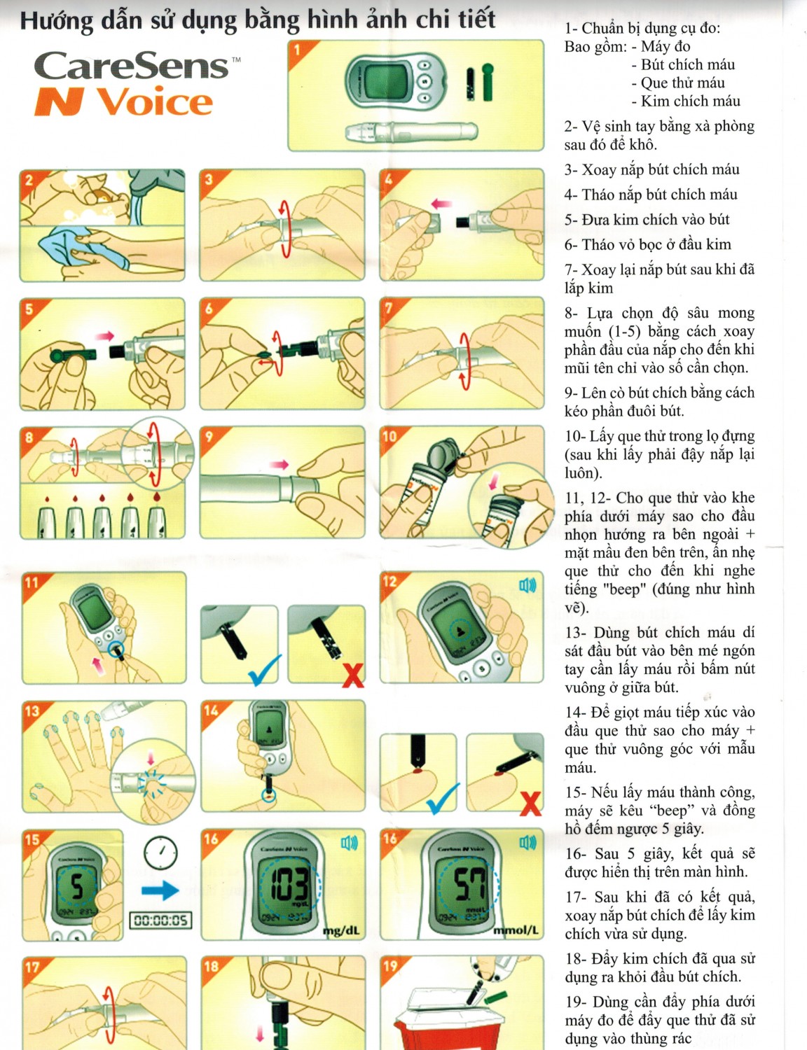 Máy đo đường huyết Care Sens N voice