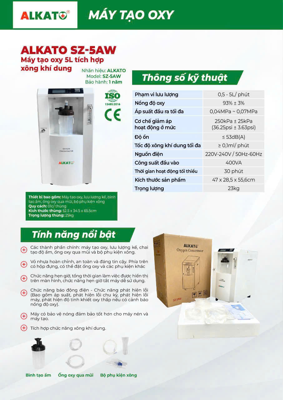 máy tạo oxy 5 lít alkato sz-5aw