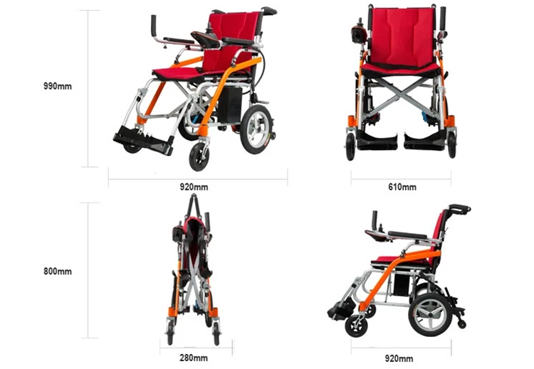 Xe lăn điện siêu nhẹ Color Gentle 120E được lắp ráp 4 bánh và chỉ có trọng lượng 15kg