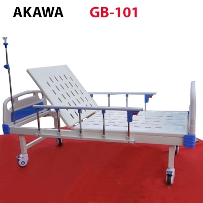 Giường bệnh nhân 1 tay quay nâng đầu có bàn ăn AKAWA GB-101