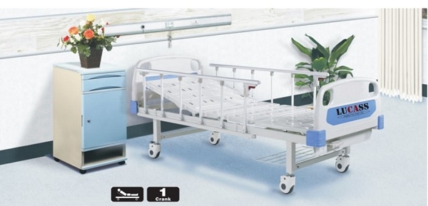 Giường Bệnh Nhân 1 Tay Quay Lucass GB-1 bao gồm 2 chức năng nằm