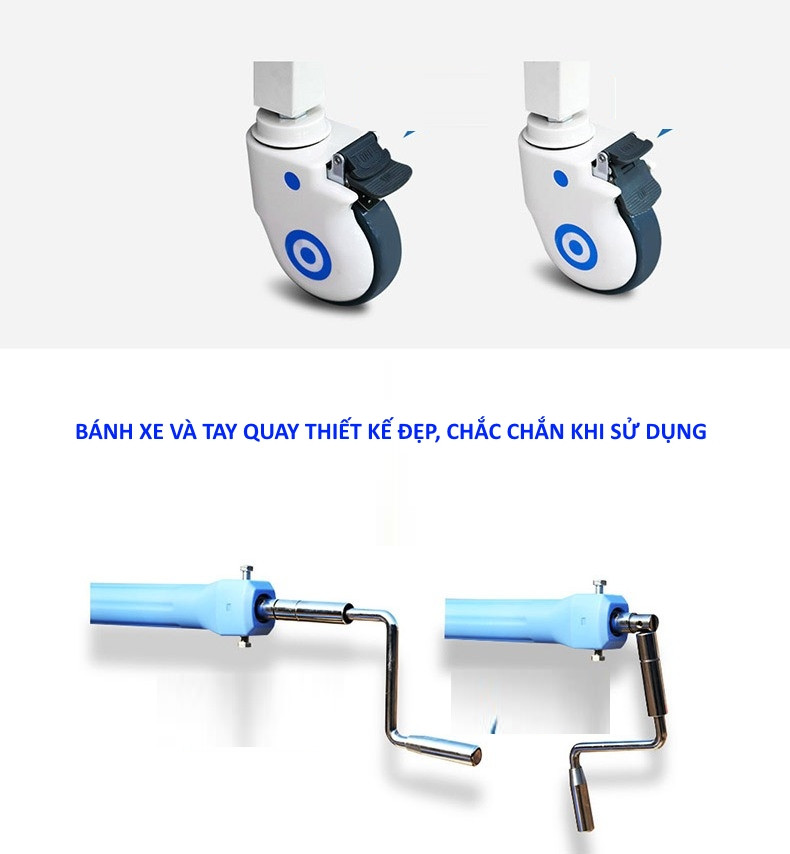 Giường bệnh nhân 02 tay quay Akiko A83 bền đẹp chắc chắn