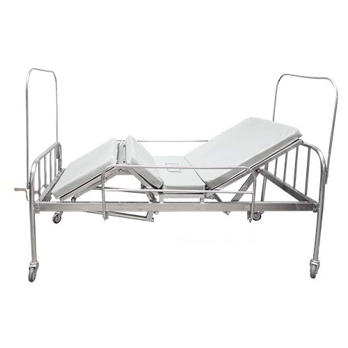 Giường y tế inox 2 tay quay có kết cấu hoàn toàn bằng inox mang lại độ bền cao