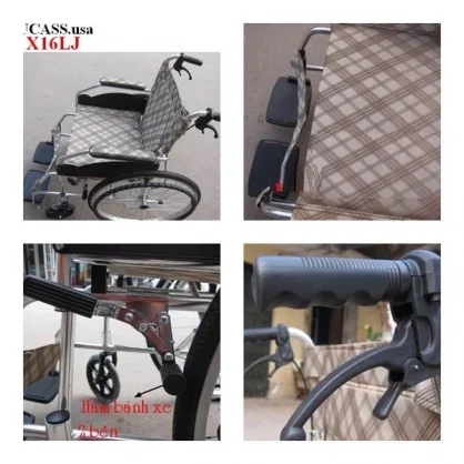 Xe lăn hợp kim nhôm Lucass X16LJ vành xe lăn dạng nan hoa cứng cáp chịu được tải trọng người ngồi