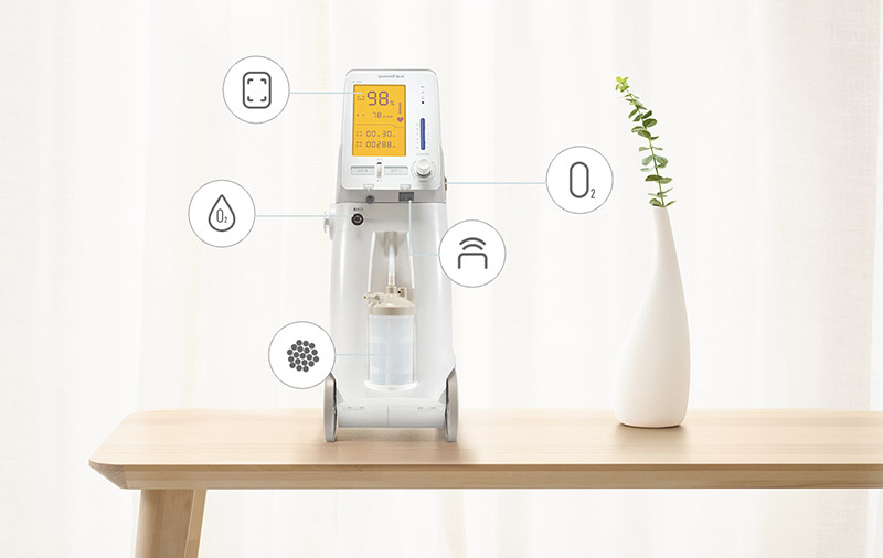 Máy tạo oxy Yuwell 9F-5AW lọc không khí được lấy trực tiếp từ môi trường