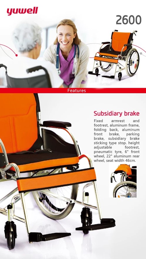 Xe lăn hợp kim nhôm YUYUE/ Yuwell 2600 có thế gấp gọn, tiện lợi