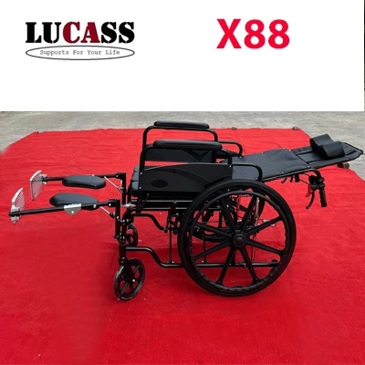 Xe lăn tay hợp kim nhôm Lucass X88 xoay 360 độ và 2 bánh sau đặc có kích thước 24 inch