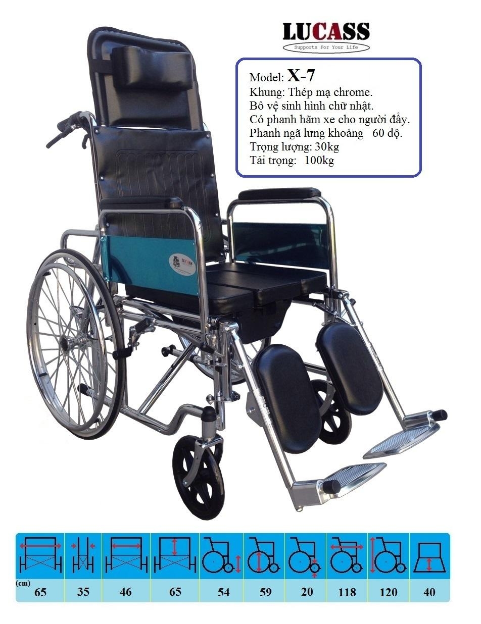 Xe lăn đa năng Lucass X7 khung cao cấp, chắc chắn
