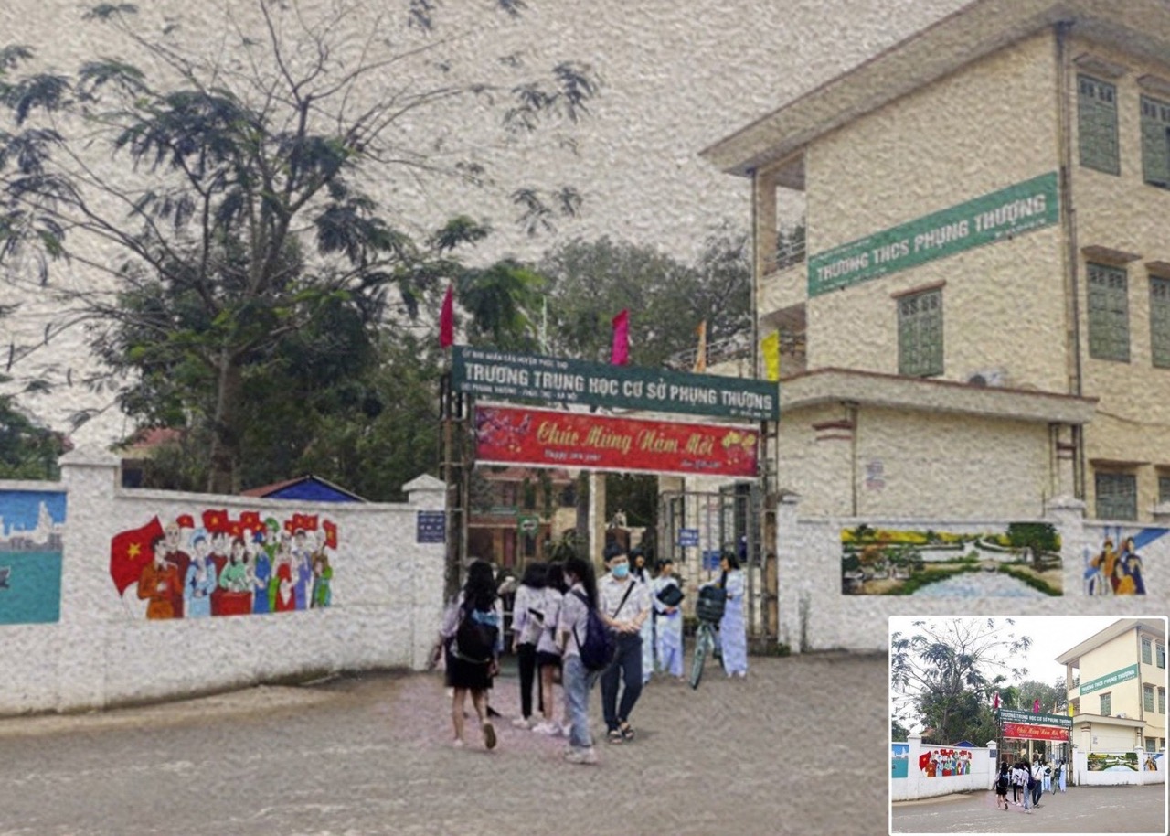 Tranh Gạo Màu Ảnh Trường Học