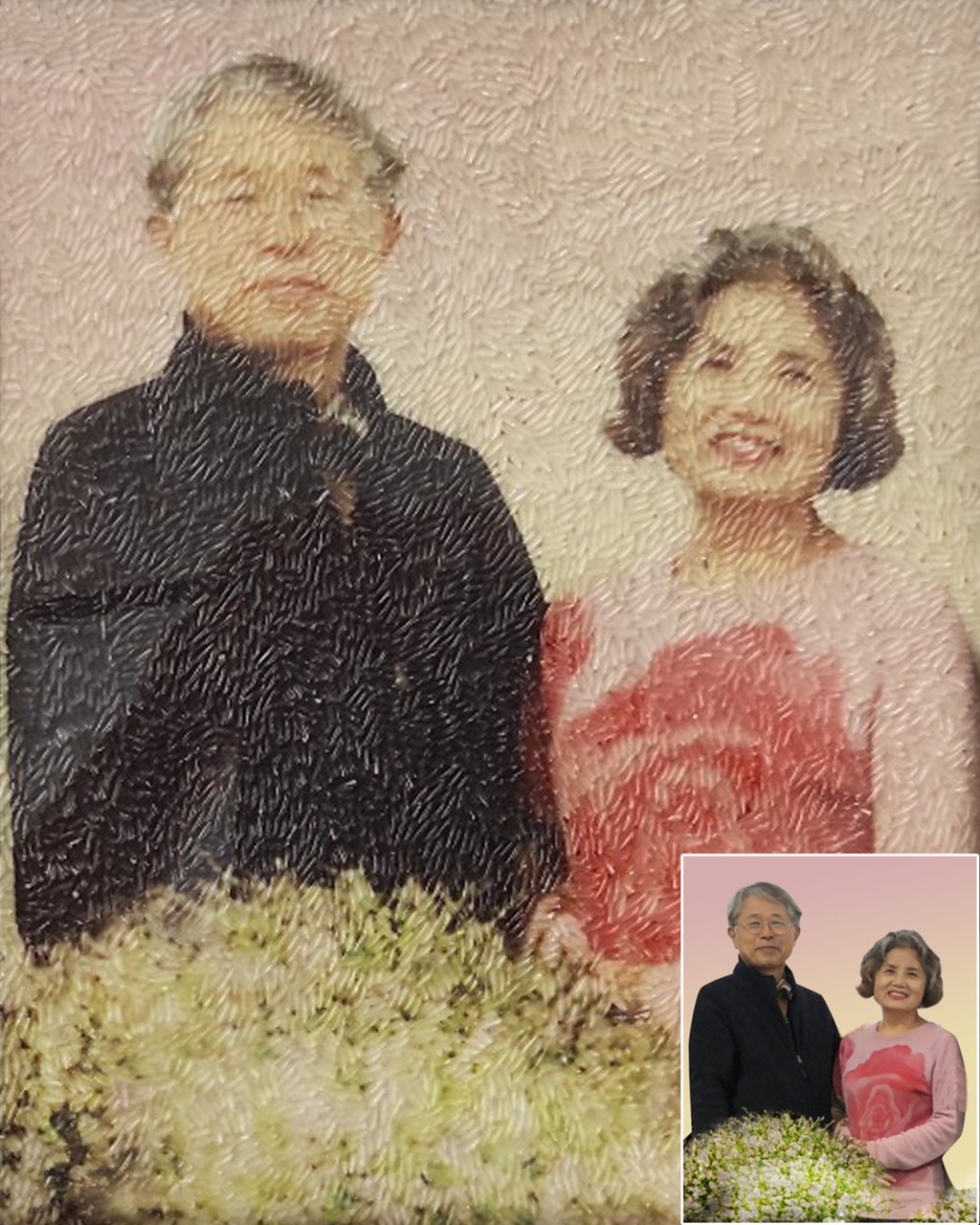 Tranh Gạo Màu Chân Dung Đôi 2