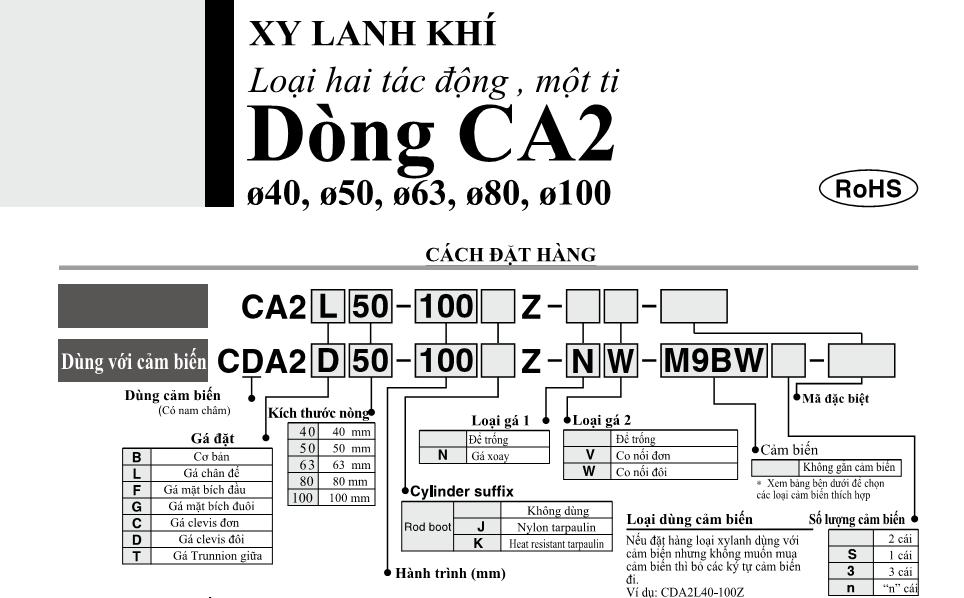 Xi lanh khí nén SMC, dòng CA2