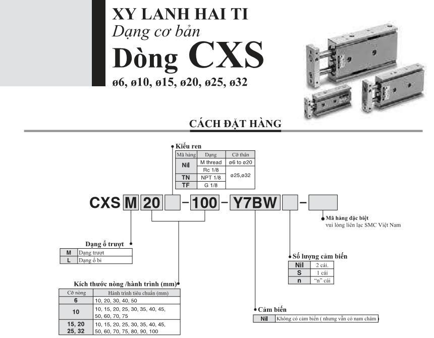 Xi lanh khí nén SMC, dòng CXS