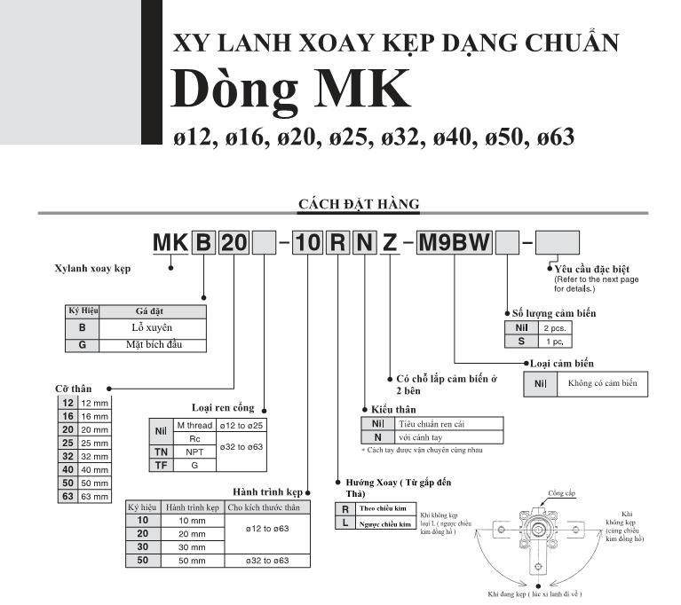Xi lanh khí nén SMC, dòng MK