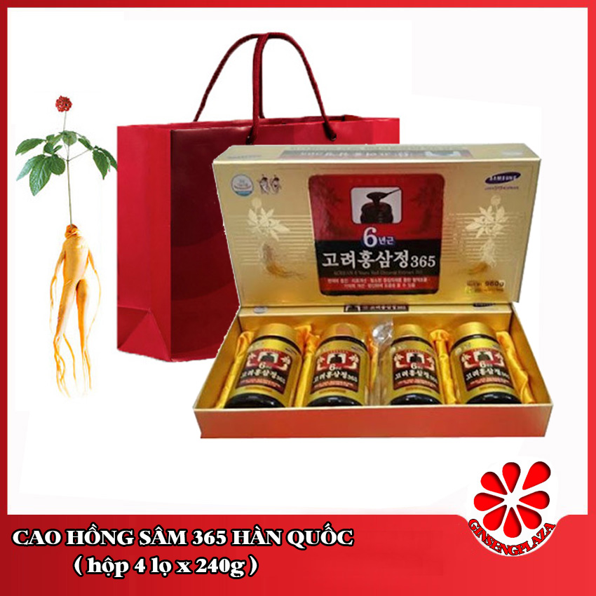 Cao hồng sâm 365 Hàn Quốc Hộp 4 lọ x 240g