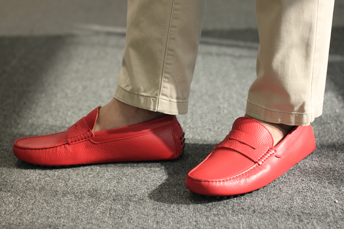 Giày lười nam màu đỏ