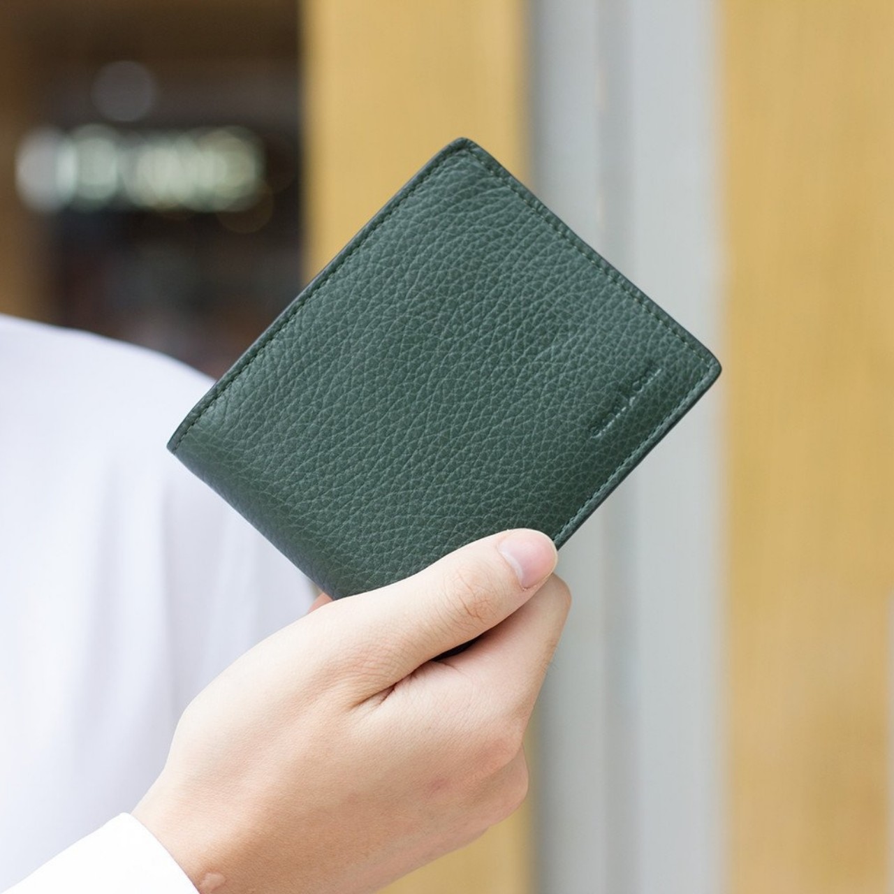 ví nam da bò cao cấp màu rêu