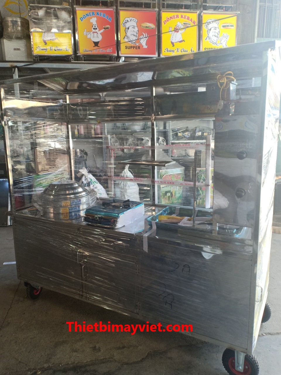 Xe xôi bánh mì 1m8 bánh xe đỏ