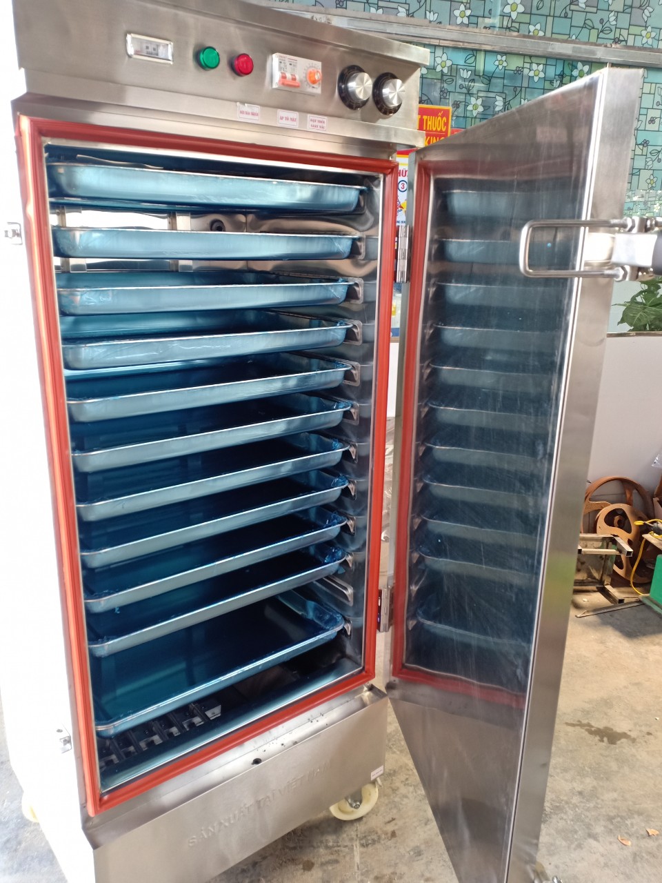 Tủ nấu cơm điện 12 khay hẹn giờ Aptomat 2020