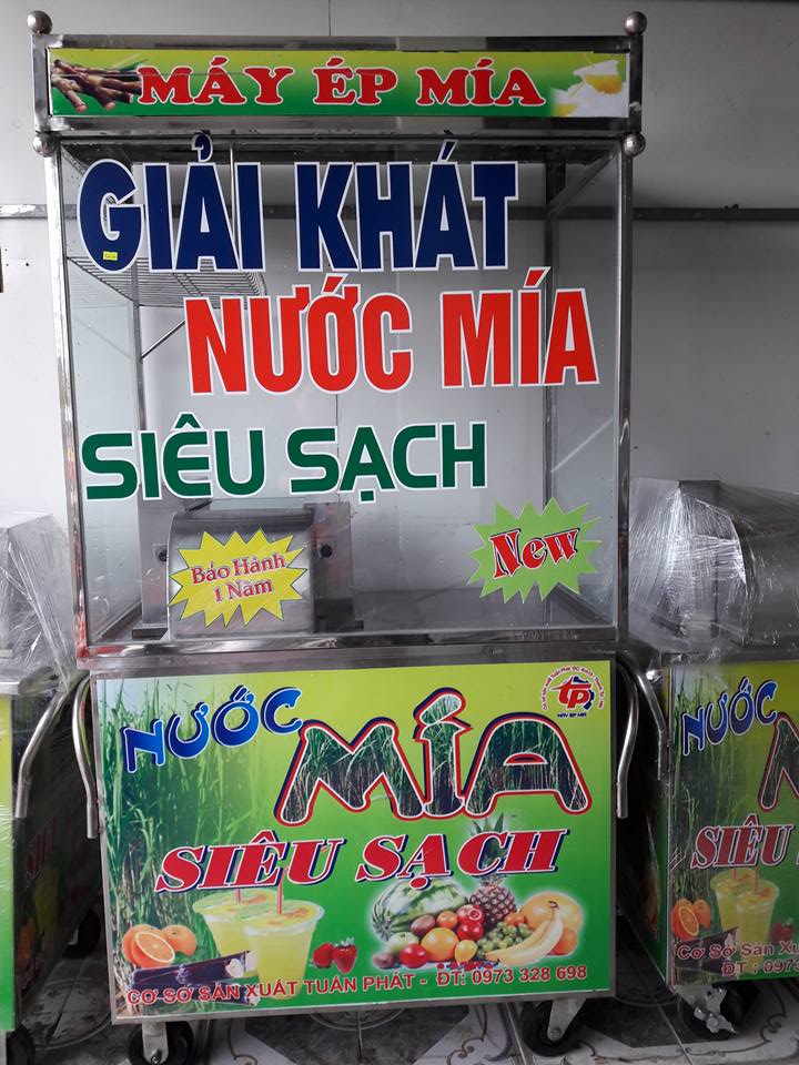 Máy ép mía siêu sạch 3 lô tủ kính cao.