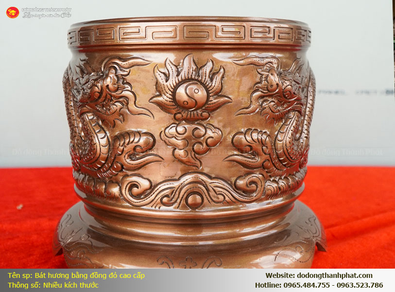 Bát hương bằng đồng đỏ cao cấp