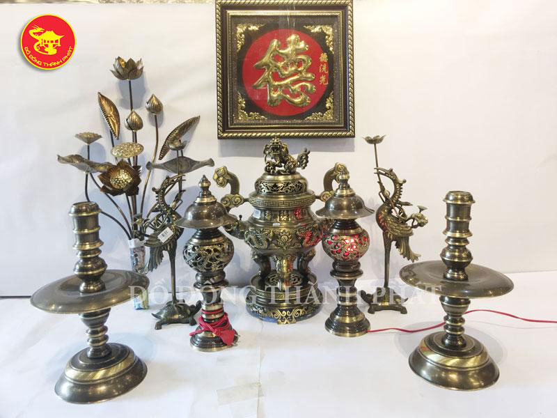 bộ ngũ sự thờ cúng hun hai công nghệ cao 45 cm