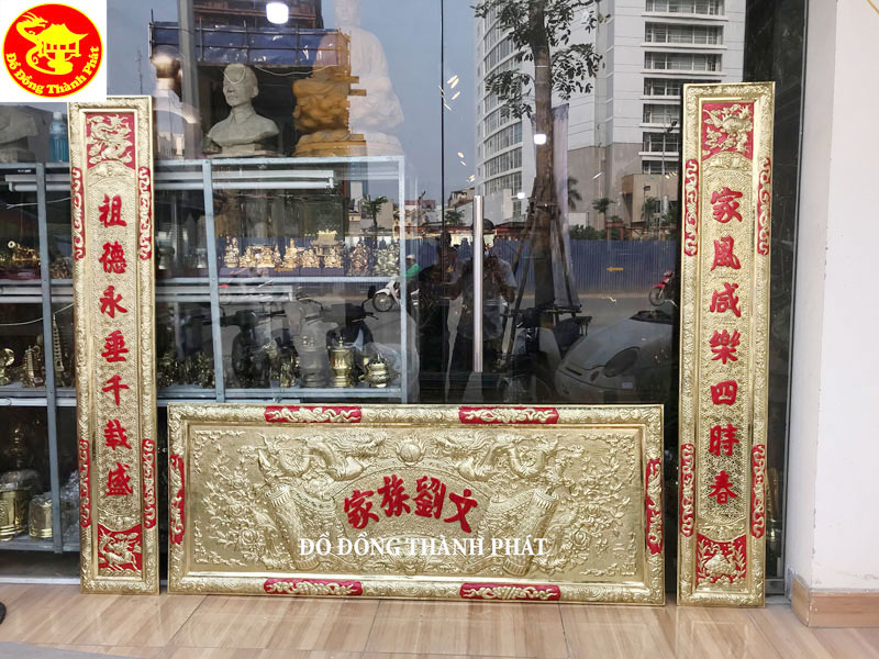 Bộ Hoành Phi Câu Đối Đồng Nhà Thờ Họ Dài 1,76 m