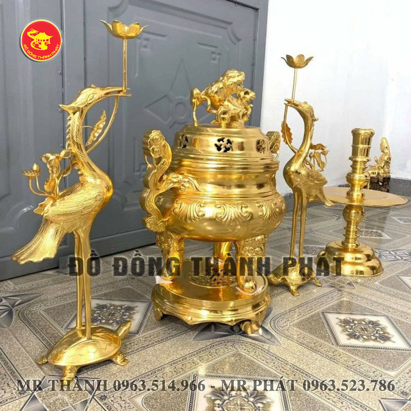 bộ ngũ sự mạ vàng cao cấp 24 k cao 53 cm