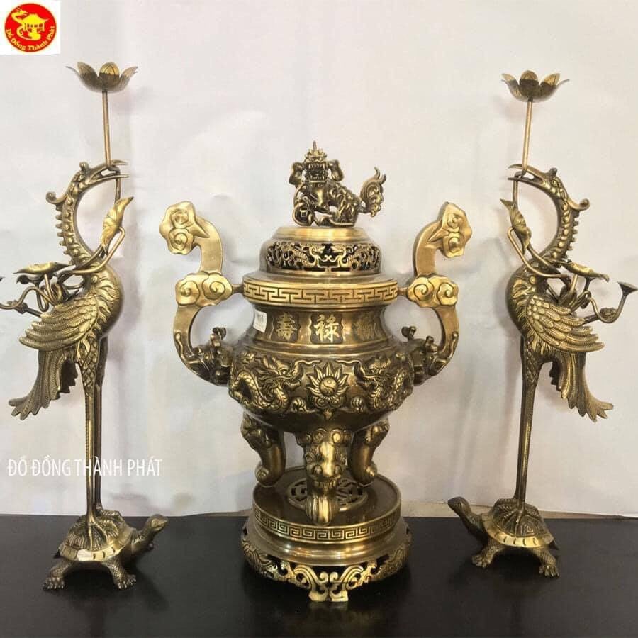 bộ tam sự đỉnh hạc bằng đồng