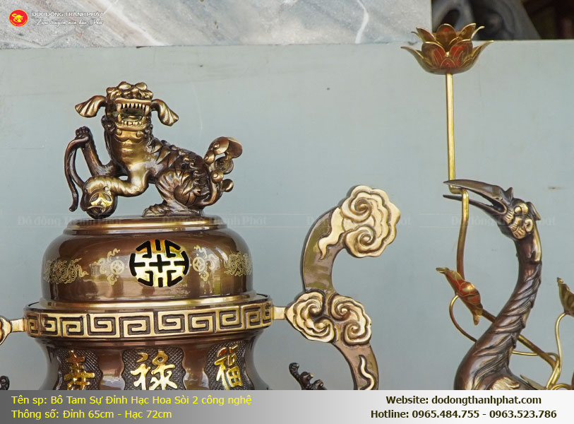 Hướng dẫn cách bài trí bộ tam sự đỉnh hạc đồng 2 công nghệ chuẩn phong thủy để kích hoạt vận khí