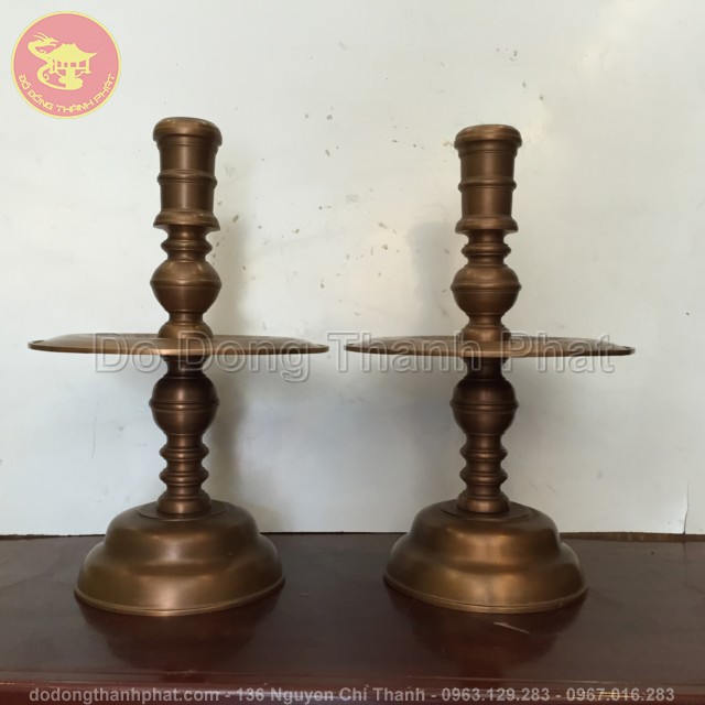 chân nến đồng hun giả cổ cao 50 cm