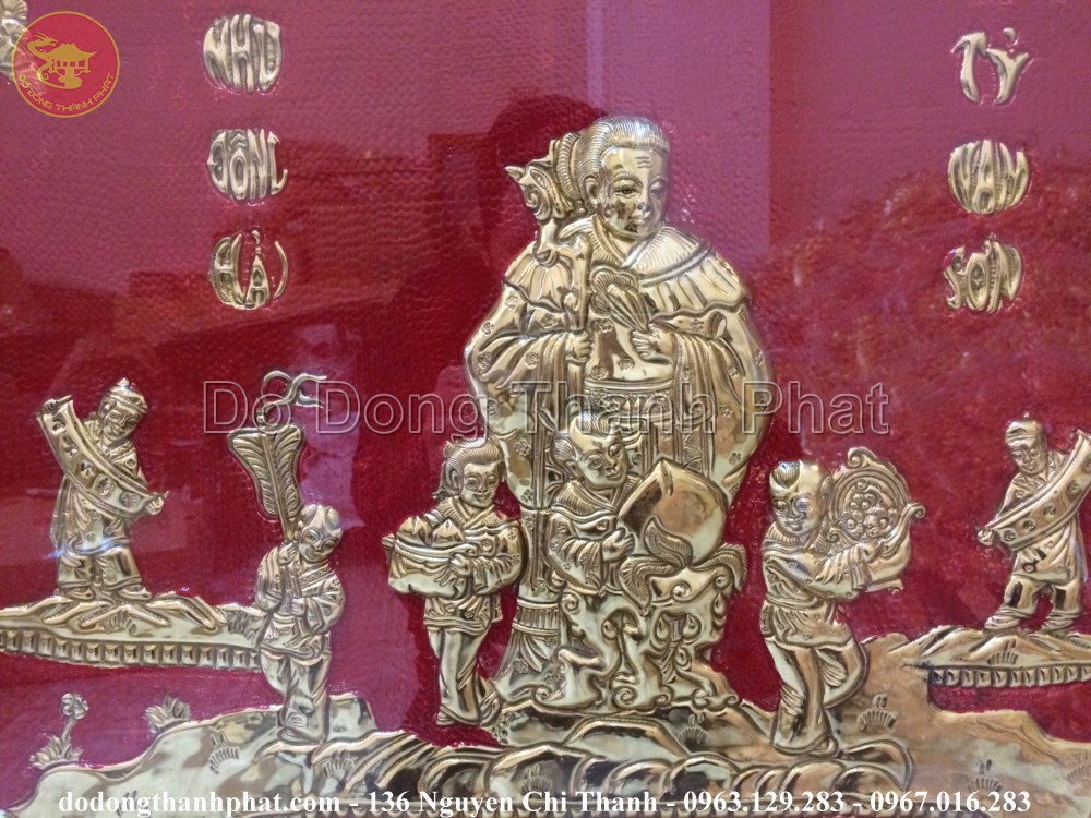 tranh đồng cụ bà mạ vàng