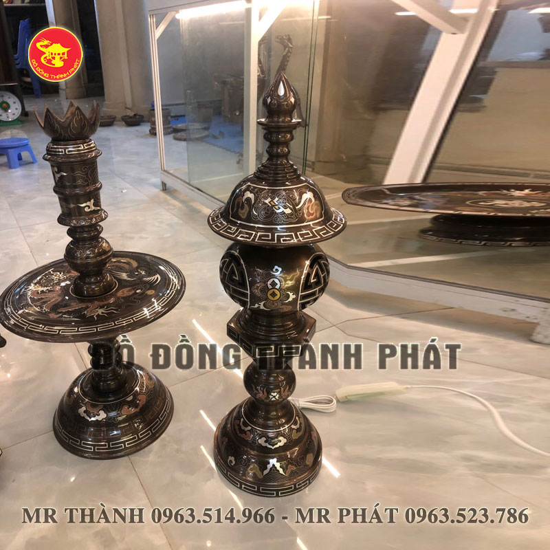 Đèn thờ bằng đồng ngũ sắc đường kính 50 cm